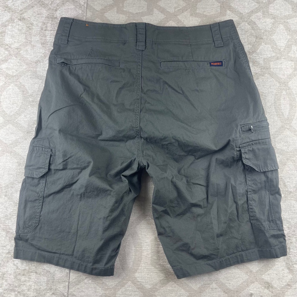 WearFirst Cargo Shorts Men 32 Olive Ripstop Stretch Cotton Summer Utility Shorts - Picture 2 of 8